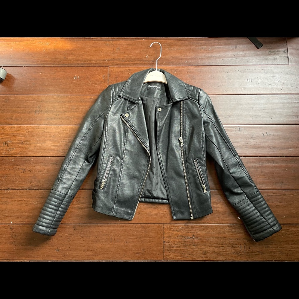 Miss Selfridge black faux leather moto jacket
